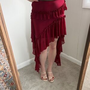 Asymmetrical Red Skirt